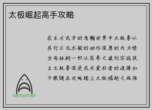太极崛起高手攻略